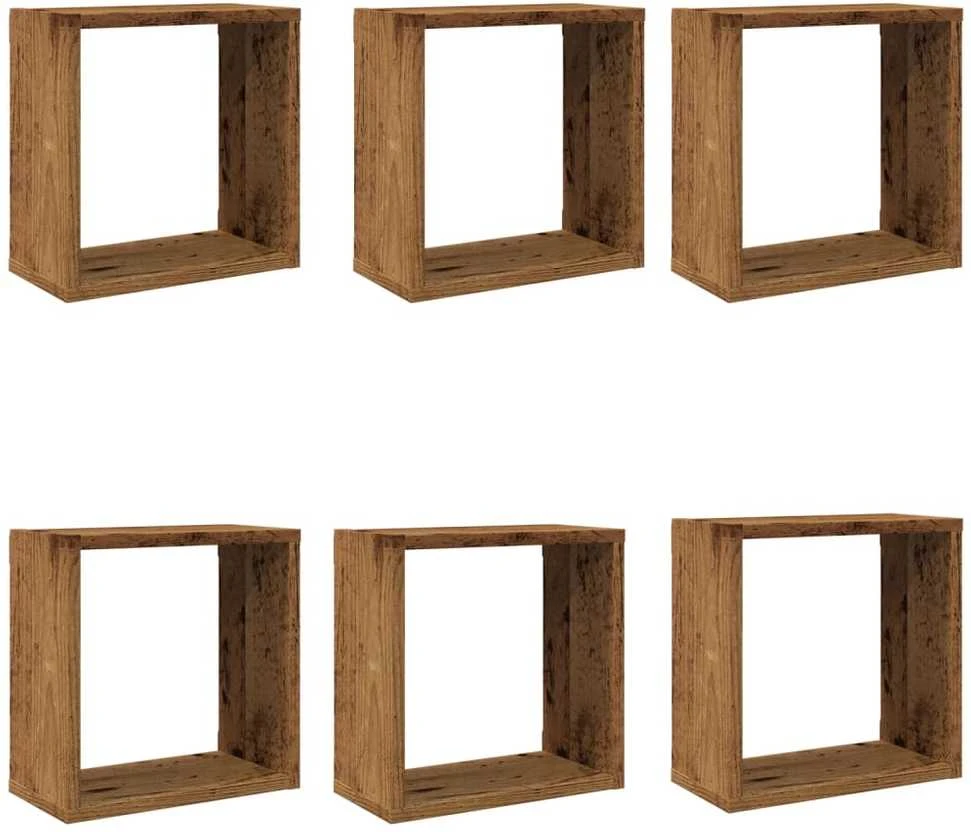 Sieninės lentynos, 6vnt., medienos, 30x15x30cm, mediena