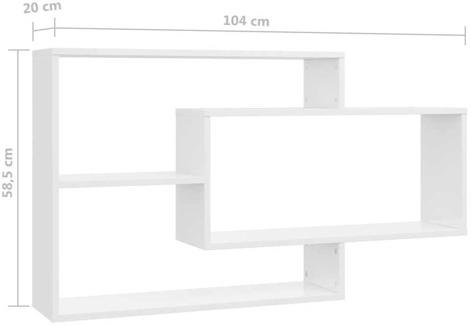 Sieninės lentynos, baltos, 104x20x58,5cm, apdirbta mediena