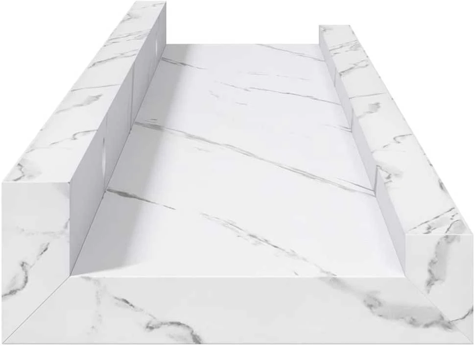 Sieninė lentyna 2 vnt. Balti marmuro 40 x 9 x 3 cm