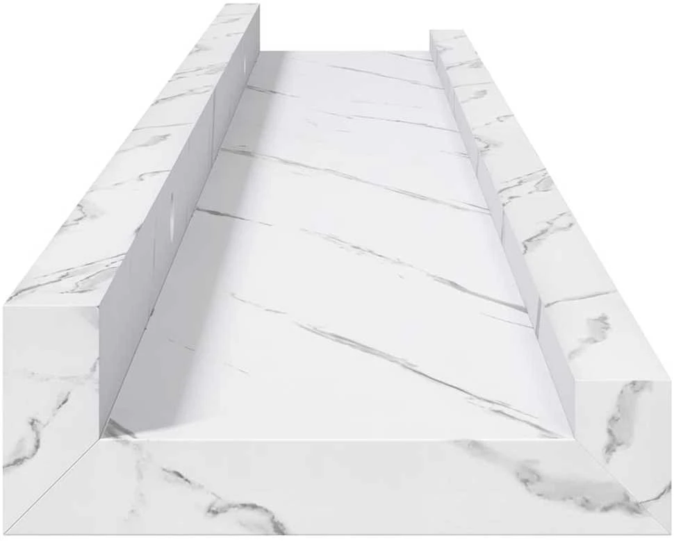 Sieninė lentyna 2 vnt. Balti marmuro 60 x 9 x 3 cm