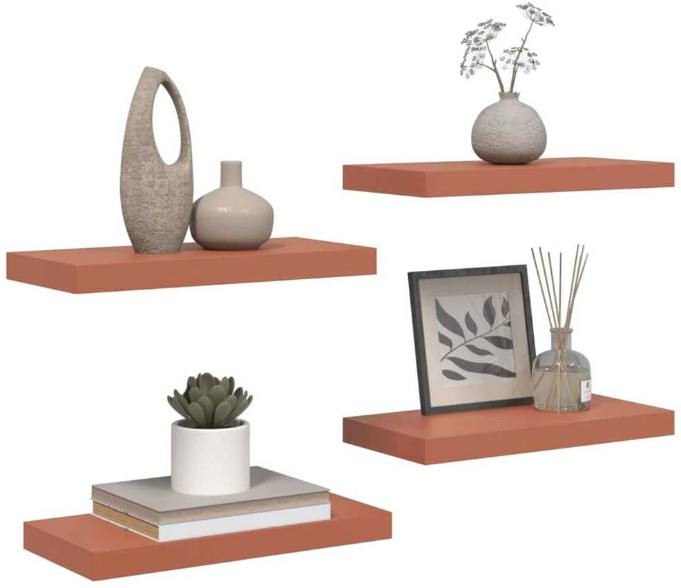 Sieninė lentyna 4 vnt. Raudona 50 x 23,5 x 3,8 cm