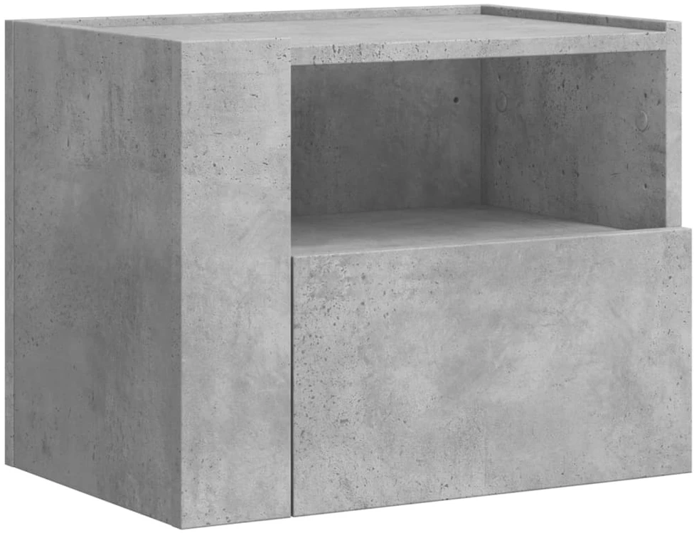 Sieninės naktinės spintelės, 2vnt., betono pilkos, 45x30x35cm