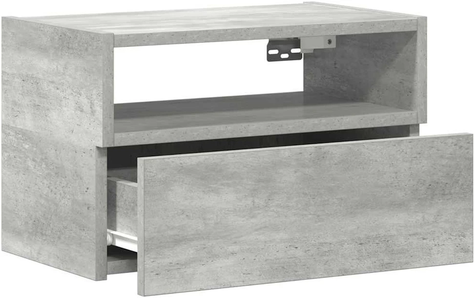 Sieninės naktinės spintelės, 2vnt., pilka, 45x26x28,5cm