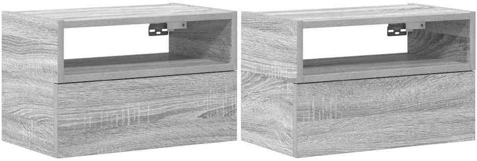 Sieninės naktinės spintelės, 2vnt., pilka, 45x26x28,5cm