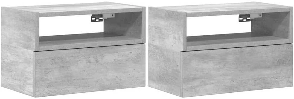 Sieninės naktinės spintelės, 2vnt., pilka, 45x26x28,5cm