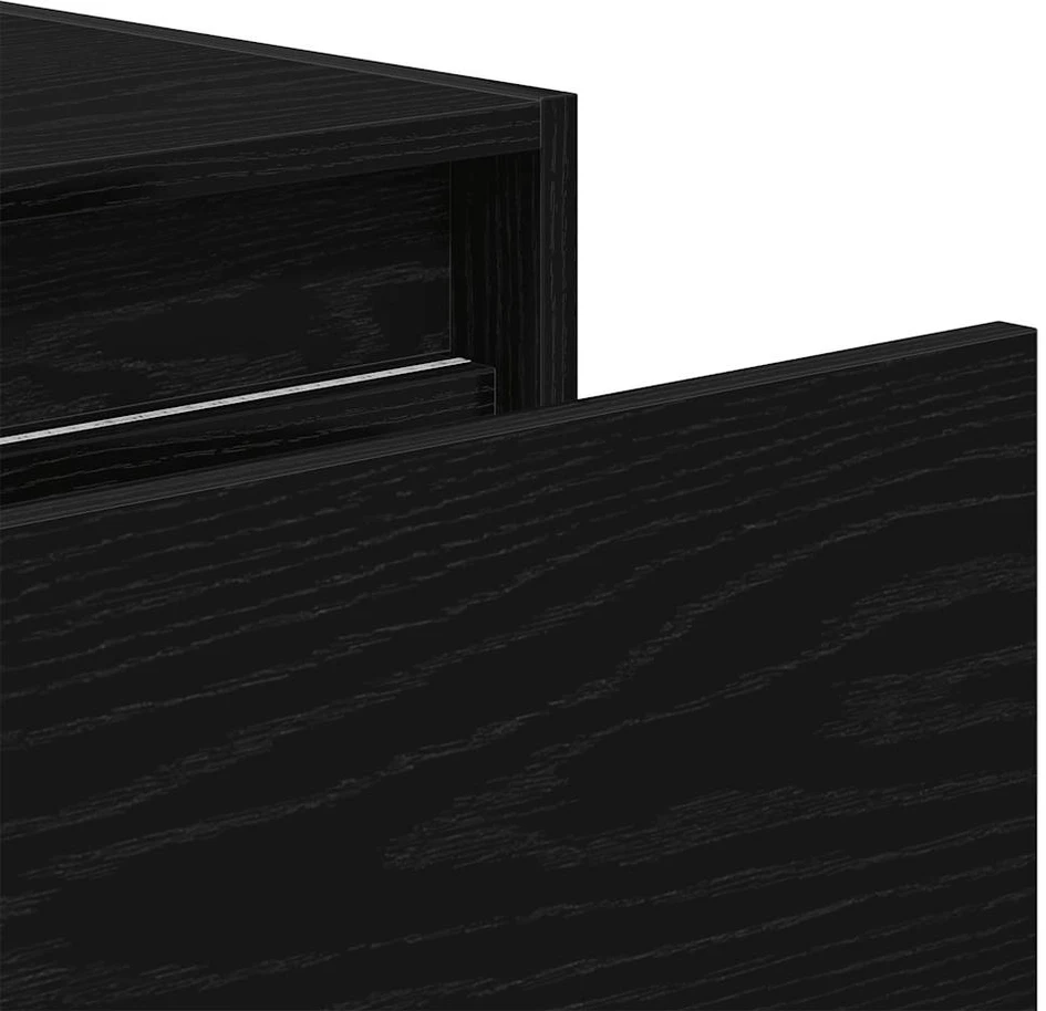 TV staliukas Sieninės naktinės spintelės su LED, 2vnt., juodas ąžuolas