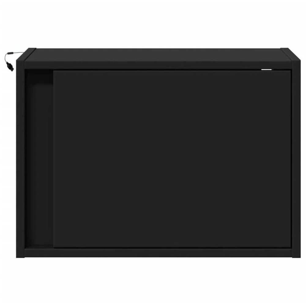 Sieninės naktinės spintelės su LED, 2vnt., juodos