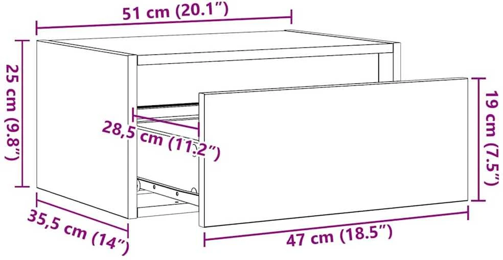 TV staliukas Sieninės naktinės spintelės su LED, 2vnt., juodas ąžuolas