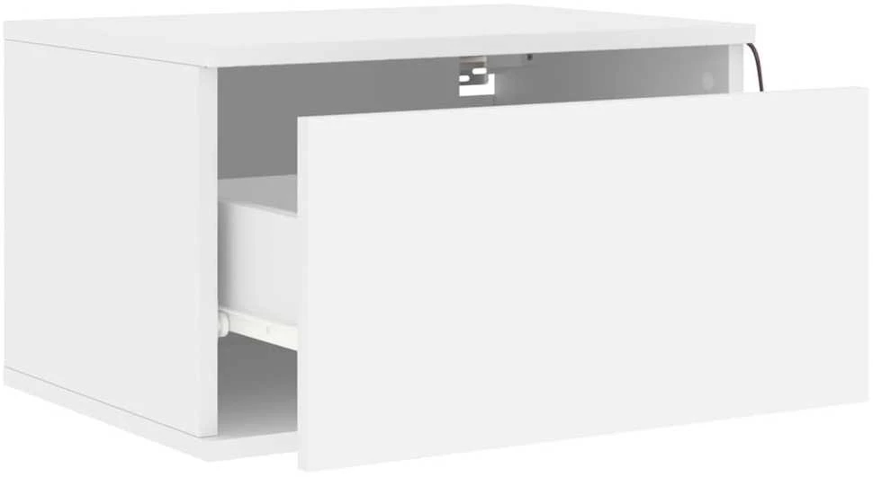 Sieninės naktinės spintelės su LED, 2vnt., baltos