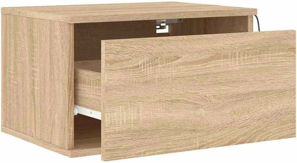Sieninės naktinės spintelės su LED, 2vnt., ąžuolo