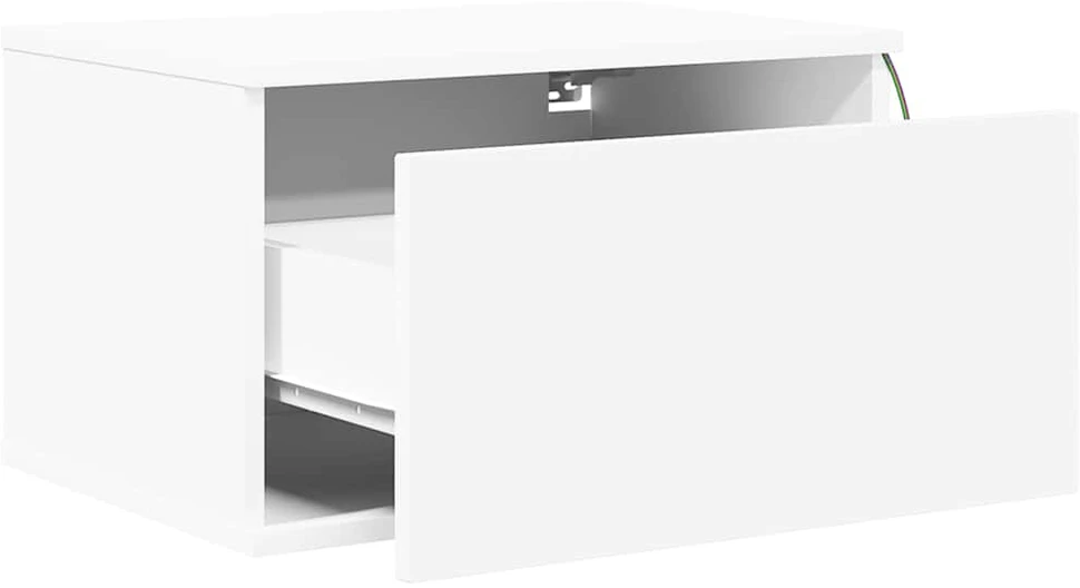 Sieninės naktinės spintelės su LED, 2vnt., baltos