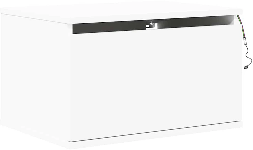 Sieninės naktinės spintelės su LED, 2vnt., baltos