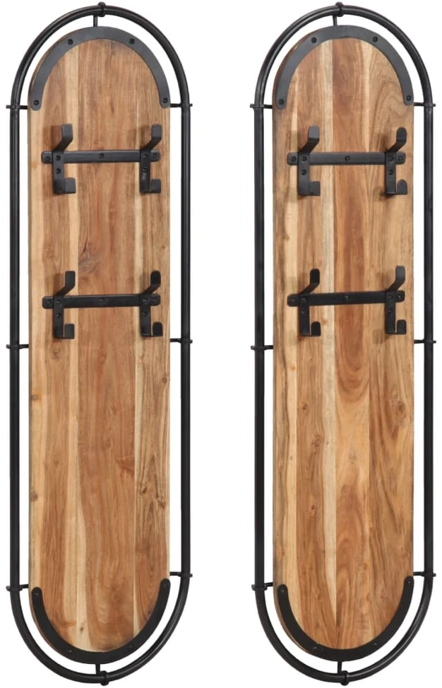 Sieninės paltų kabyklos su 4 kabliukais, 2vnt., akacija