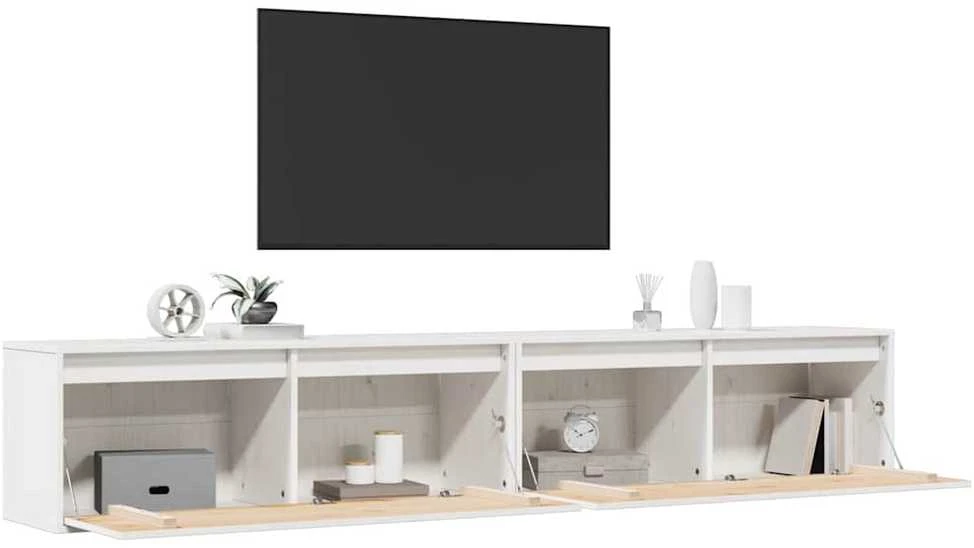 Sieninės spintelės, 2vnt., baltos, 100x30x35cm, pušies masyvas