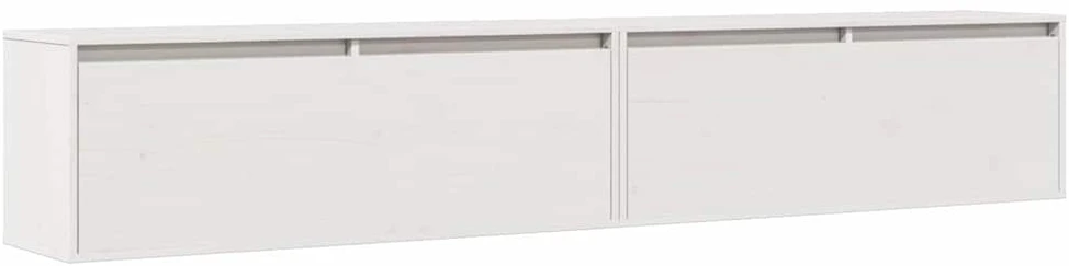 Sieninės spintelės, 2vnt., baltos, 100x30x35cm, pušies masyvas