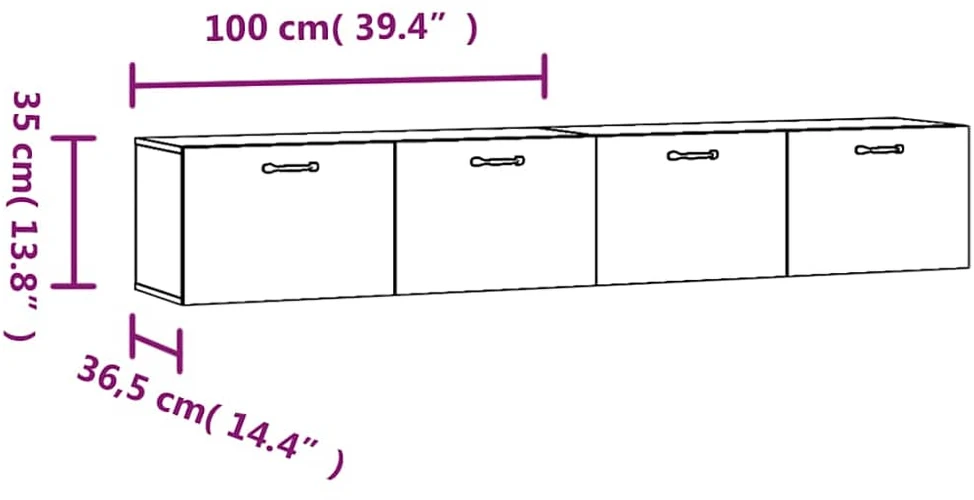 Sieninės spintelės, 2vnt., baltos, 100x36,5x35cm, mediena
