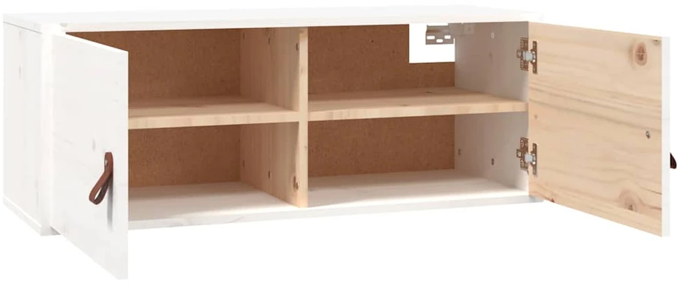 Sieninės spintelės, 2vnt., baltos, 80x30x30cm, pušies masyvas