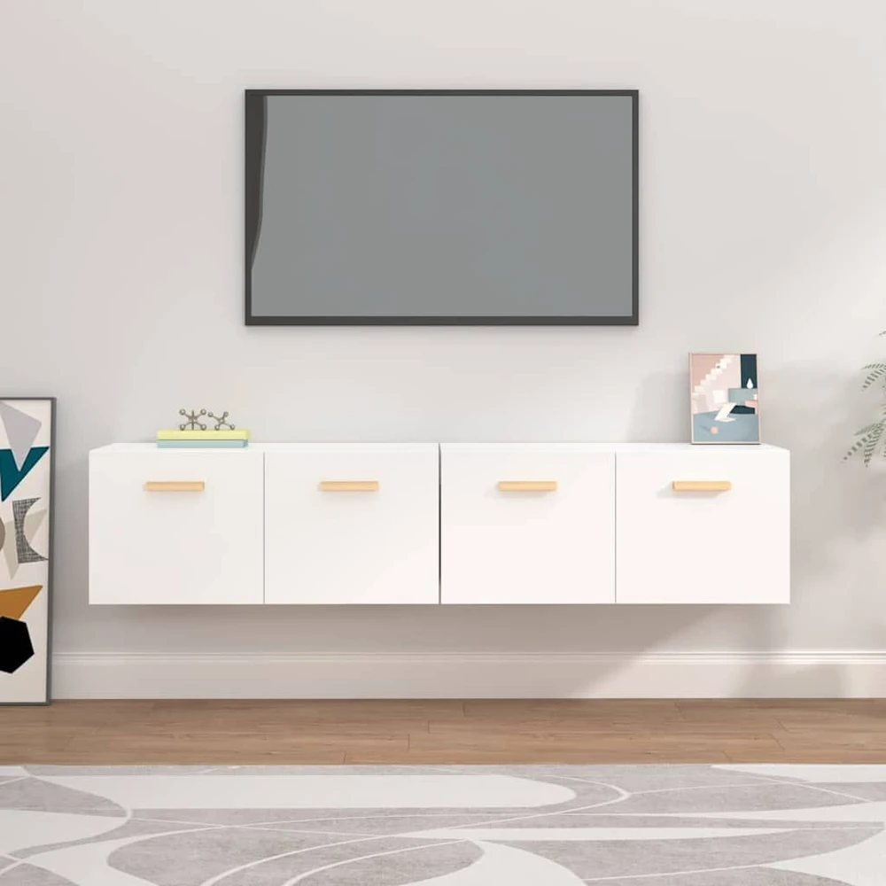Sieninės spintelės, 2vnt., baltos, 80x35x36,5cm, mediena