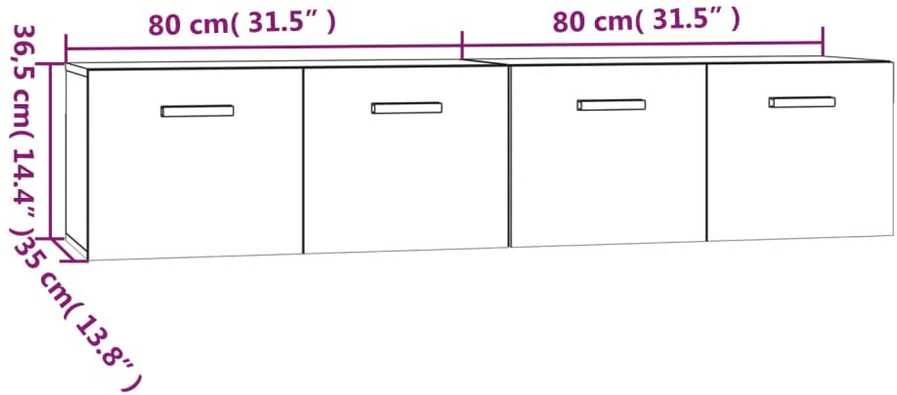 Sieninės spintelės, 2vnt., baltos, 80x35x36,5cm, mediena
