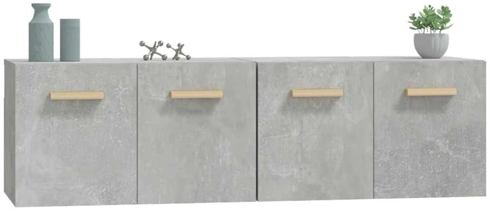 Sieninės spintelės, 2vnt., betono pilkos, 60x36,5x35cm, mediena