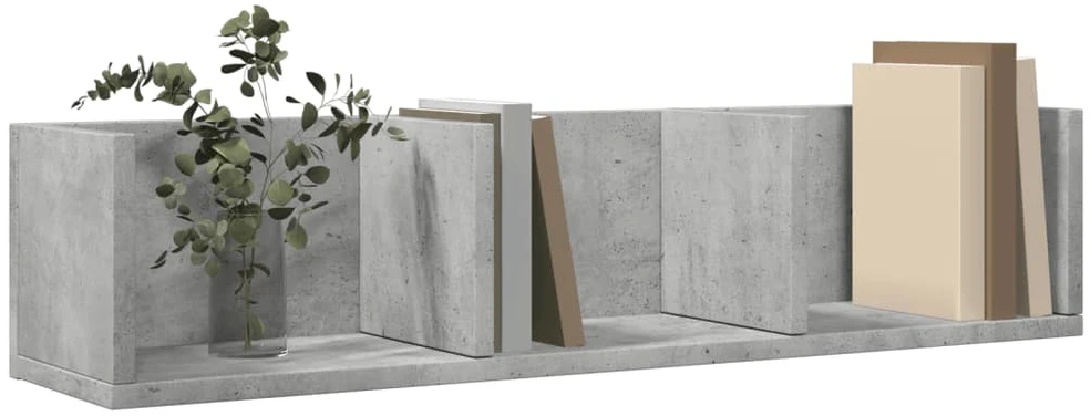 Sieninės spintelės, 2vnt., betono pilkos, 75x18x16,5cm, mediena