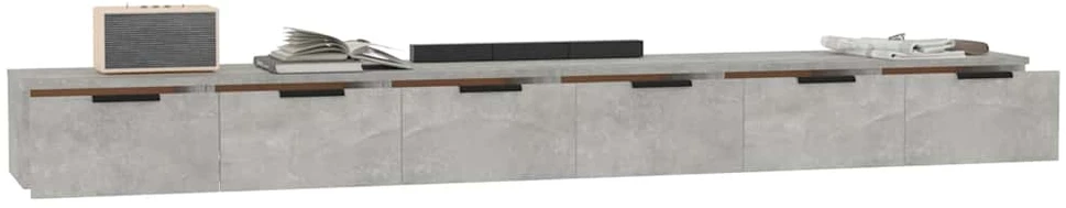 Sieninės spintelės, 2vnt., betono pilkos, 102x30x20cm, mediena