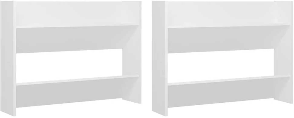 Sieninės spintelės batams, 2vnt., baltos, 80x18x60cm, MDP