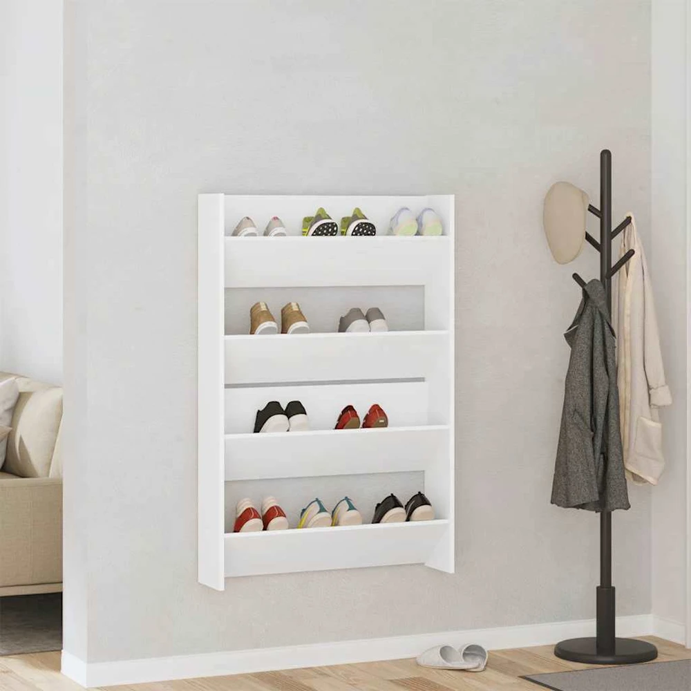 Sieninės spintelės batams, 2vnt., baltos, 80x18x60cm, MDP