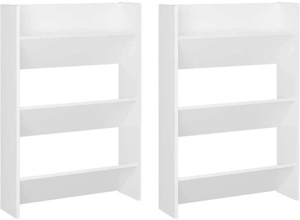 Sieninės spintelės batams, 2vnt., baltos, 60x18x90cm, MDP