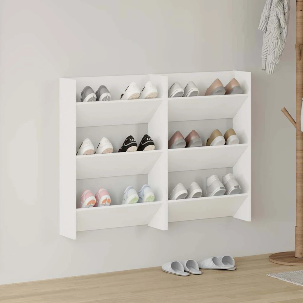 Sieninės spintelės batams, 2vnt., baltos, 60x18x90cm, MDP