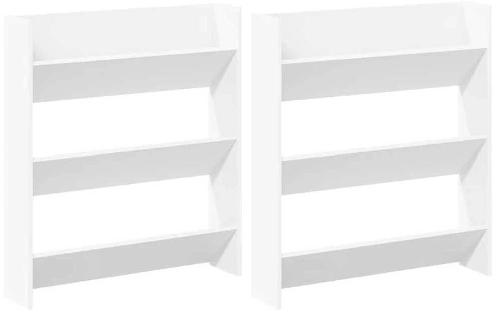 Sieninės spintelės batams, 2vnt., baltos, 80x18x90cm, MDP