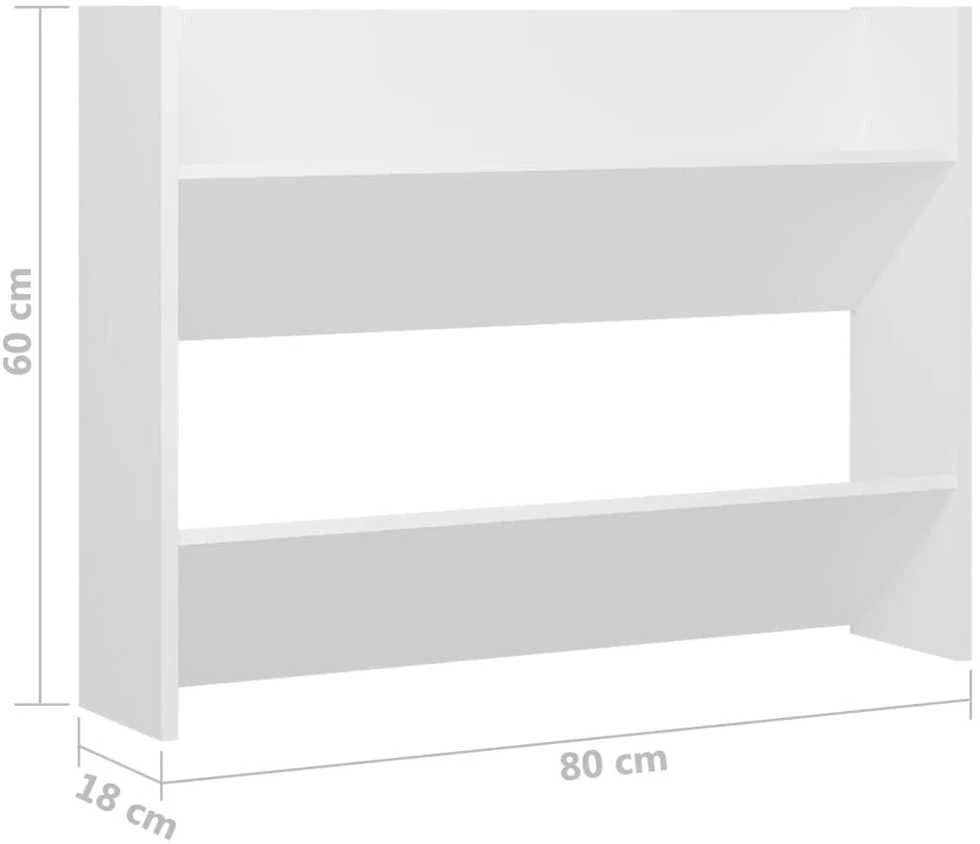 Sieninės spintelės batams, 2vnt., baltos, 80x18x60cm, MDP