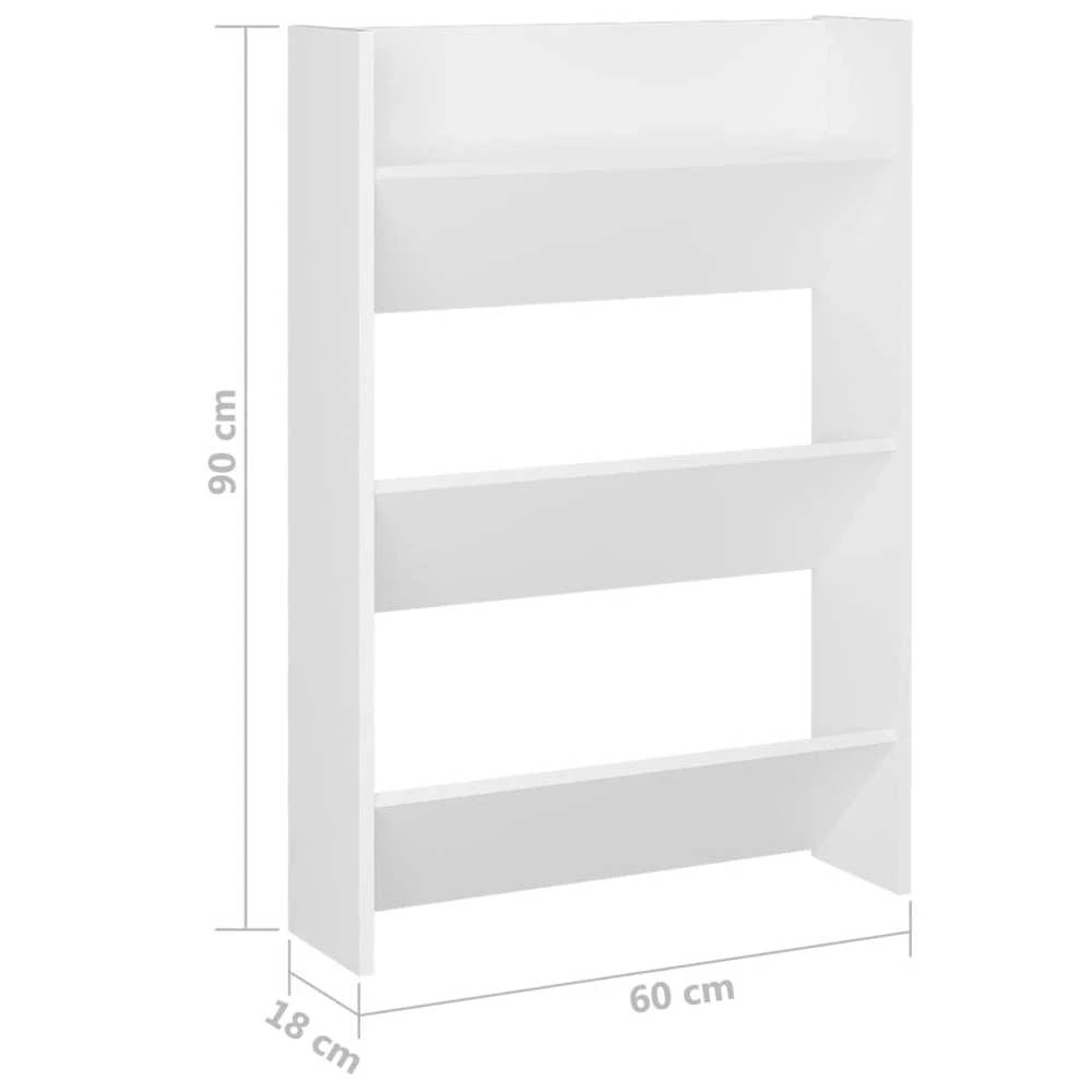 Sieninės spintelės batams, 2vnt., baltos, 60x18x90cm, MDP