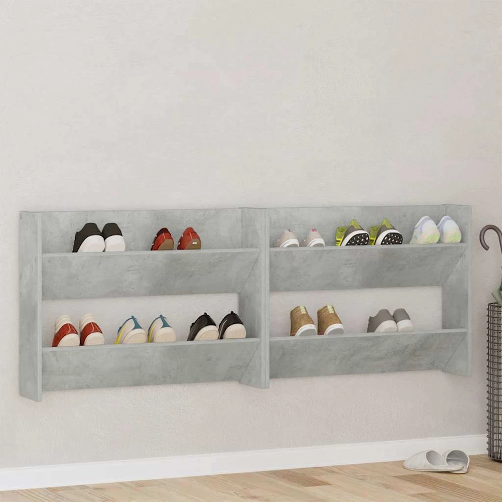 Sieninės spintelės batams, 2vnt., pilkos, 80x18x60cm, MDP