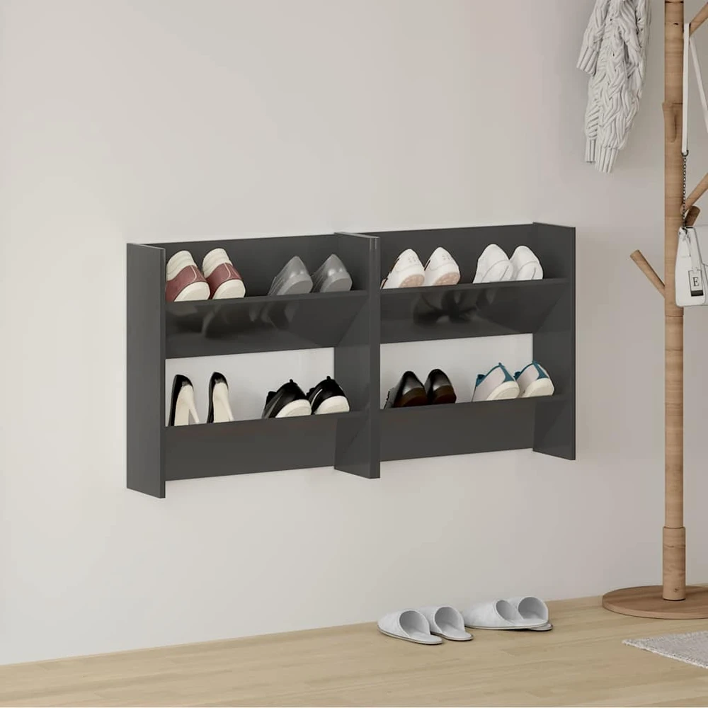 Sieninės spintelės batams, 2vnt., pilkos, 60x18x60cm, mediena