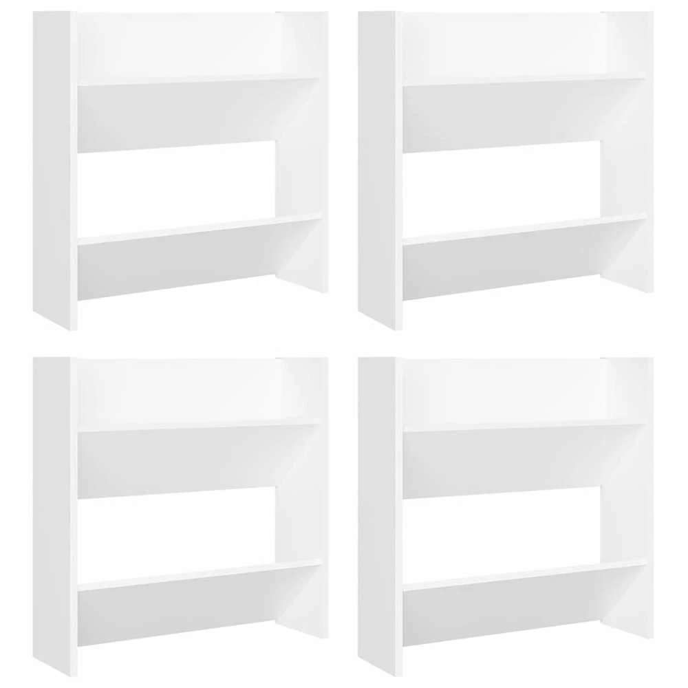 Sieninės spintelės batams, 4vnt., baltos, 60x18x60cm, MDP
