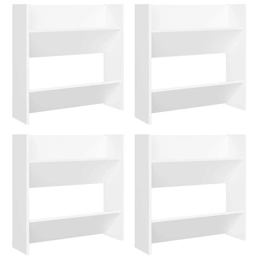 Sieninės spintelės batams, 4vnt., baltos, 60x18x60cm, MDP