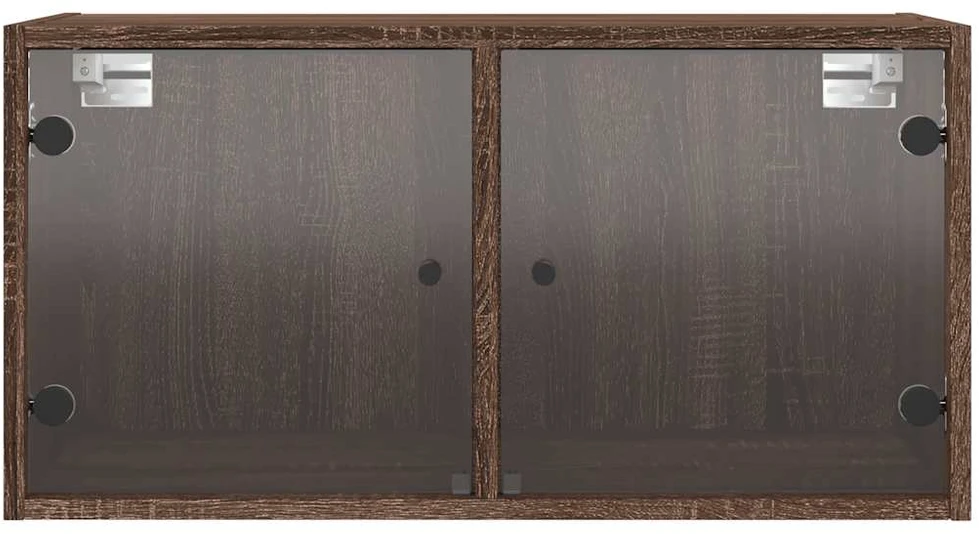 Sieninės spintelės su durelėmis, 2vnt., rudos, 68,5x37x35cm
