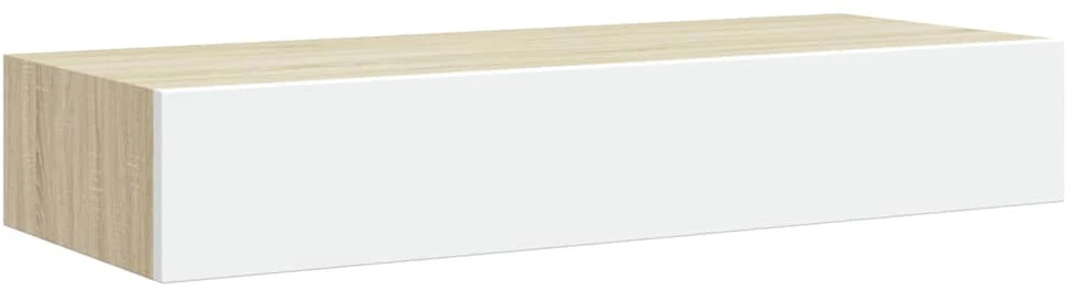 Lentynos su stalčiais, 2vnt., ąžuolo/baltos, 60x23,5x10cm, MDF