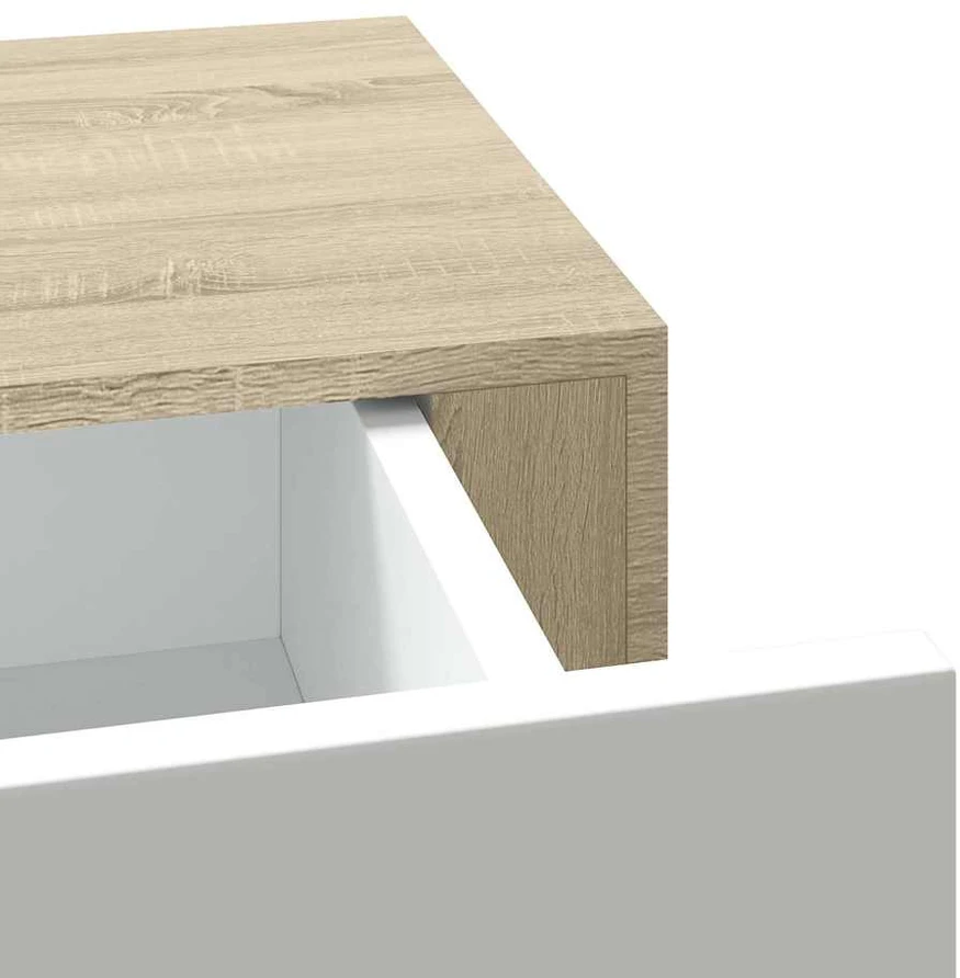 Lentynos su stalčiais, 2vnt., ąžuolo/baltos, 60x23,5x10cm, MDF