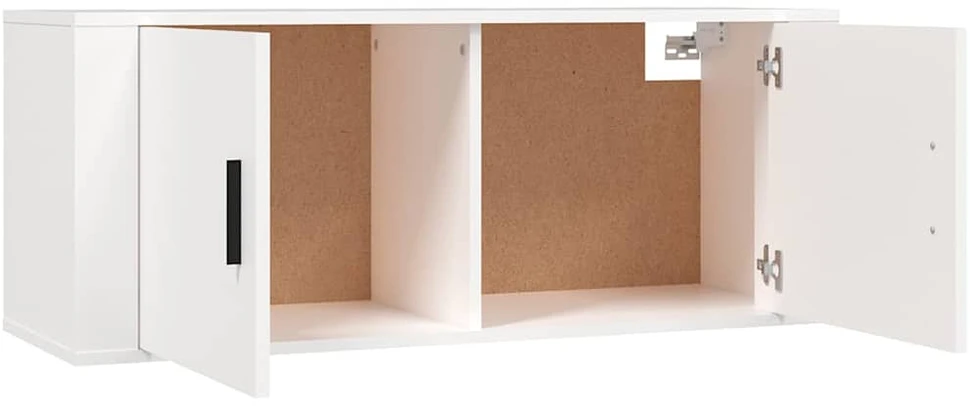 TV staliukas Sieninės televizoriaus spintelės, 2vnt., baltos, 100x34,5x40cm