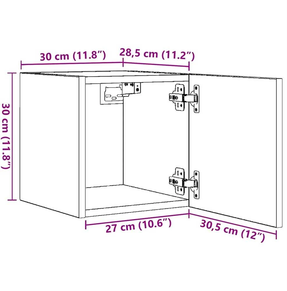TV staliukas Sieninės televizoriaus spintelės, 4vnt., baltos, 30,5x30x30cm