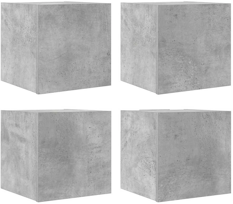 TV staliukas Sieninės televizoriaus spintelės, 4vnt., pilkos, 30,5x30x30cm