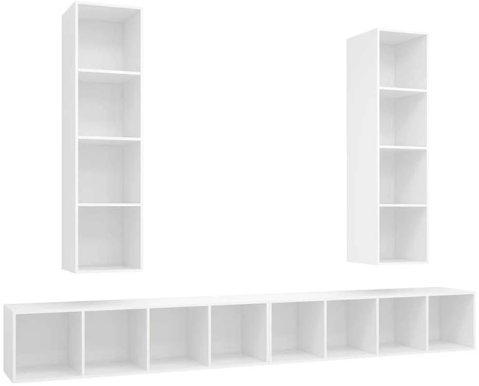 TV staliukas Sieninės televizoriaus spintelės, 4vnt., baltos, mediena