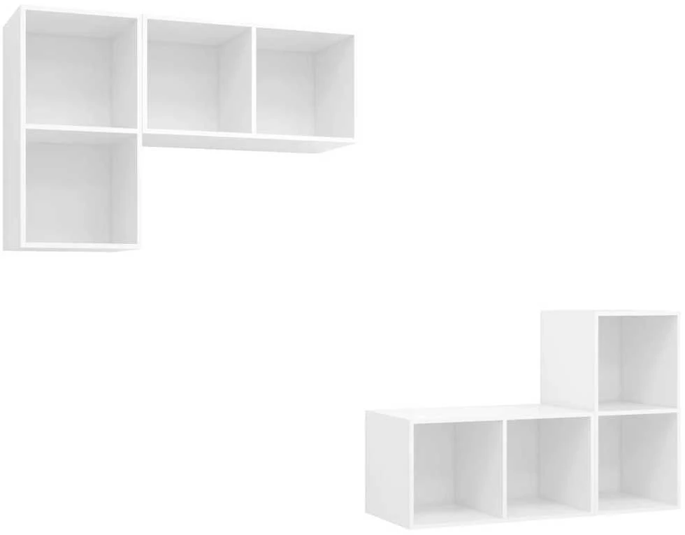 TV staliukas Sieninės televizoriaus spintelės, 4vnt., baltos, mediena
