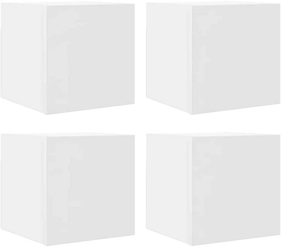 TV staliukas Sieninės televizoriaus spintelės, 4vnt., baltos, 30,5x30x30cm