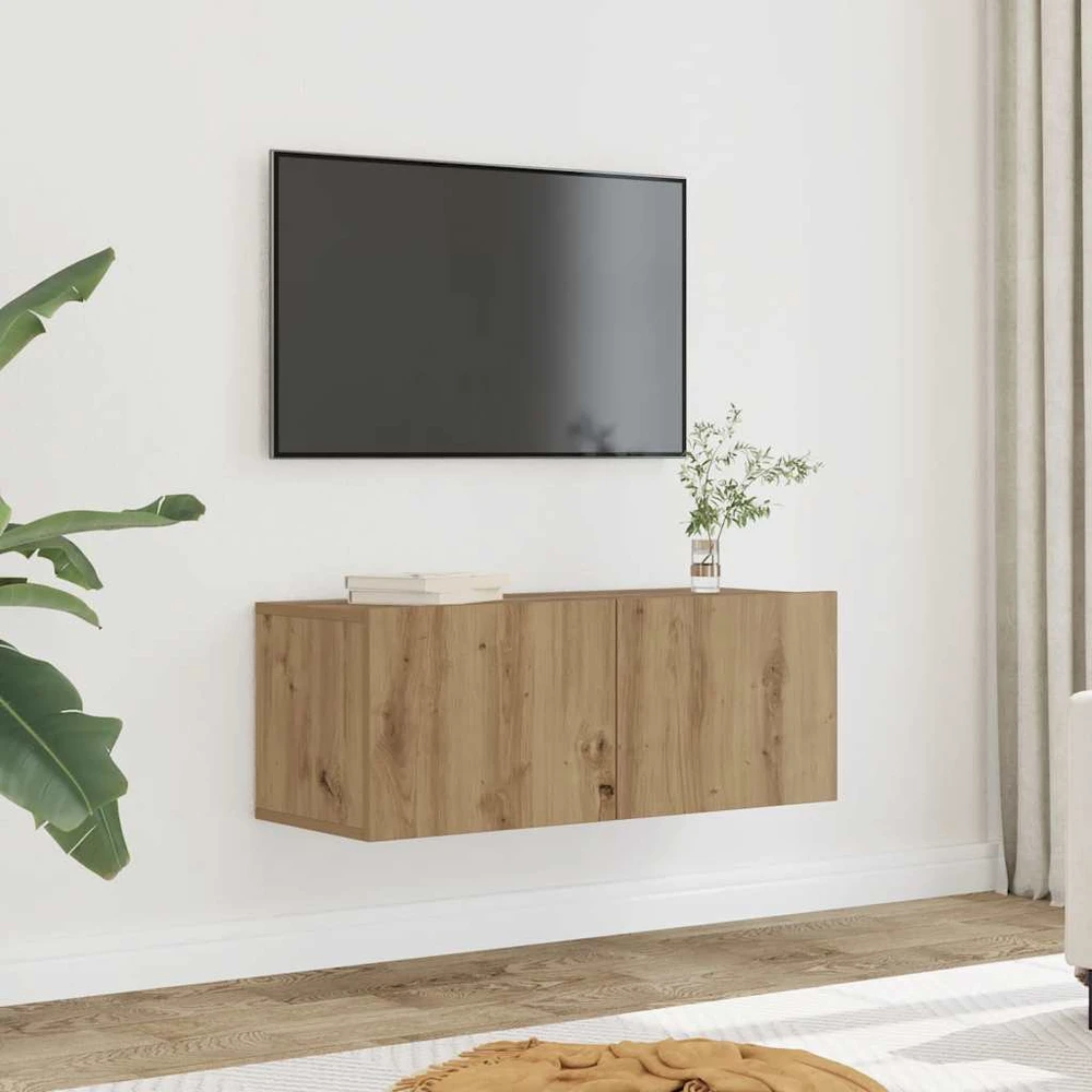TV staliukas Sieninės TV spintelės, 2vnt., artisano ąžuolo, 80x30x30cm