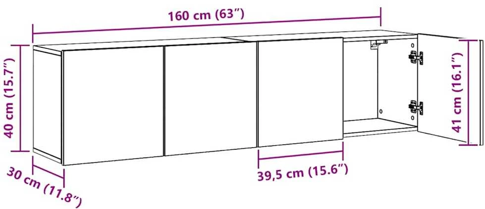 TV staliukas Sieninės TV spintelės, 2vnt., artisano ąžuolo, 80x30x41cm