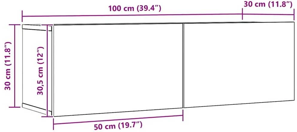 TV staliukas Sieninės TV spintelės, 2vnt., artisano ąžuolo, 100x30x30cm