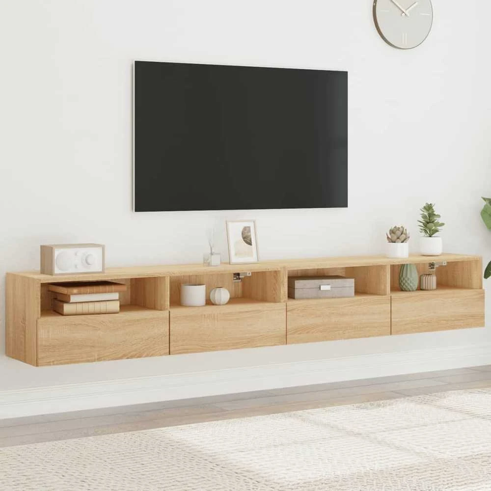 TV staliukas Sieninės TV spintelės, 2vnt., ąžuolo, 100x30x30cm, mediena